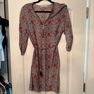 Cato Red and Blue Patterned Long Sleeve Dress